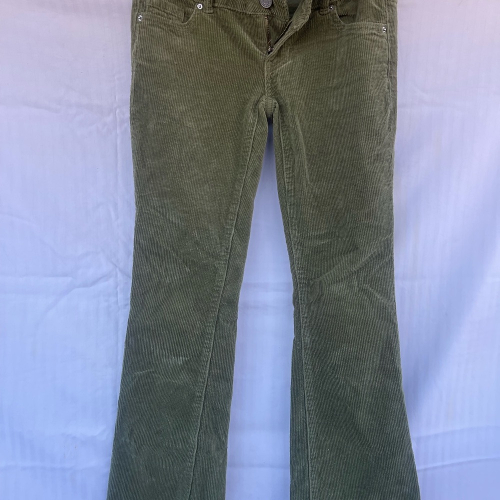 Olive Corduroy Flare Trousers